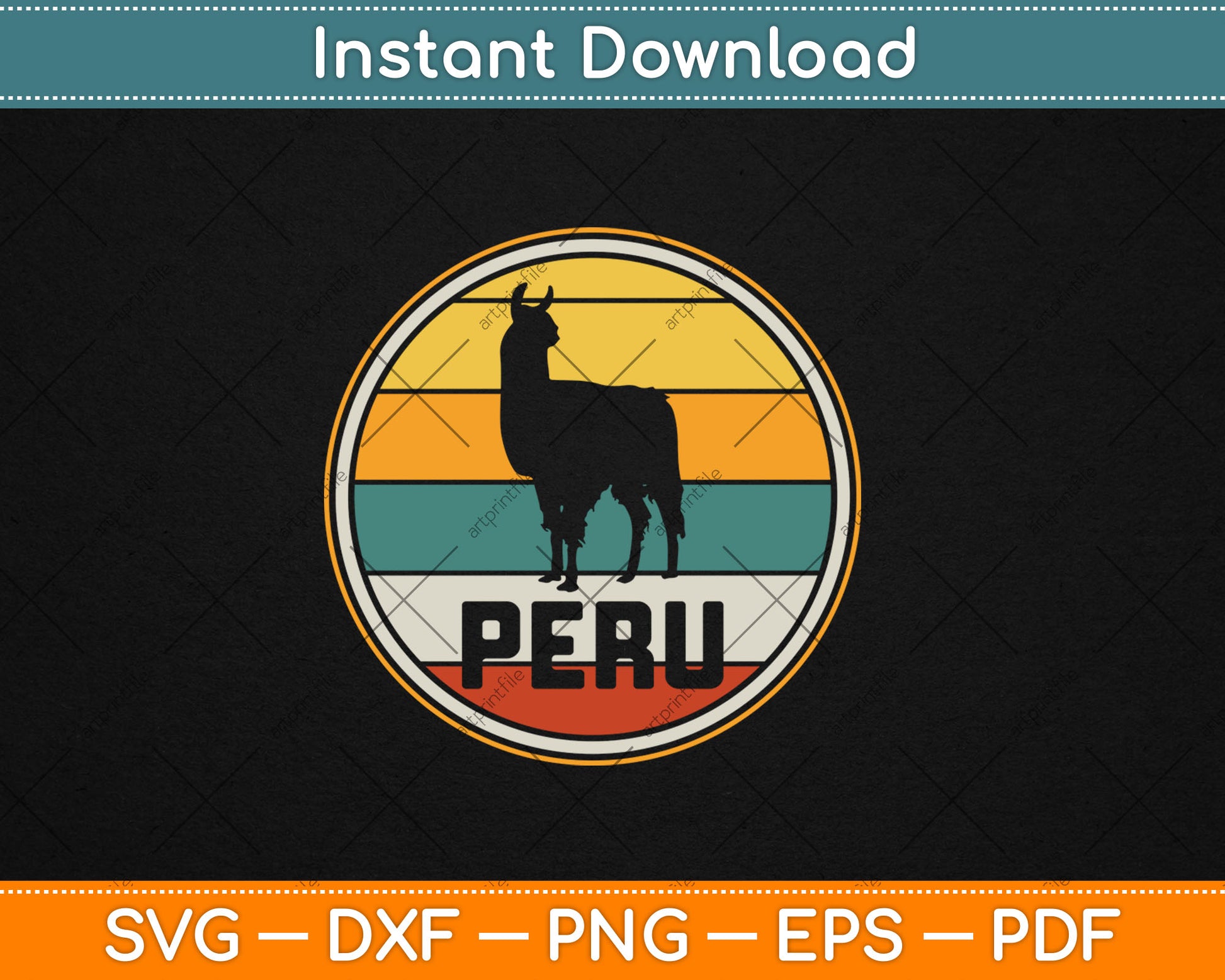 Peru Vicuna Peruvian Retro Vintage Svg Design Digital Cutting File