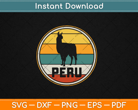 Peru Vicuna Peruvian Retro Vintage Svg Design Digital Cutting File