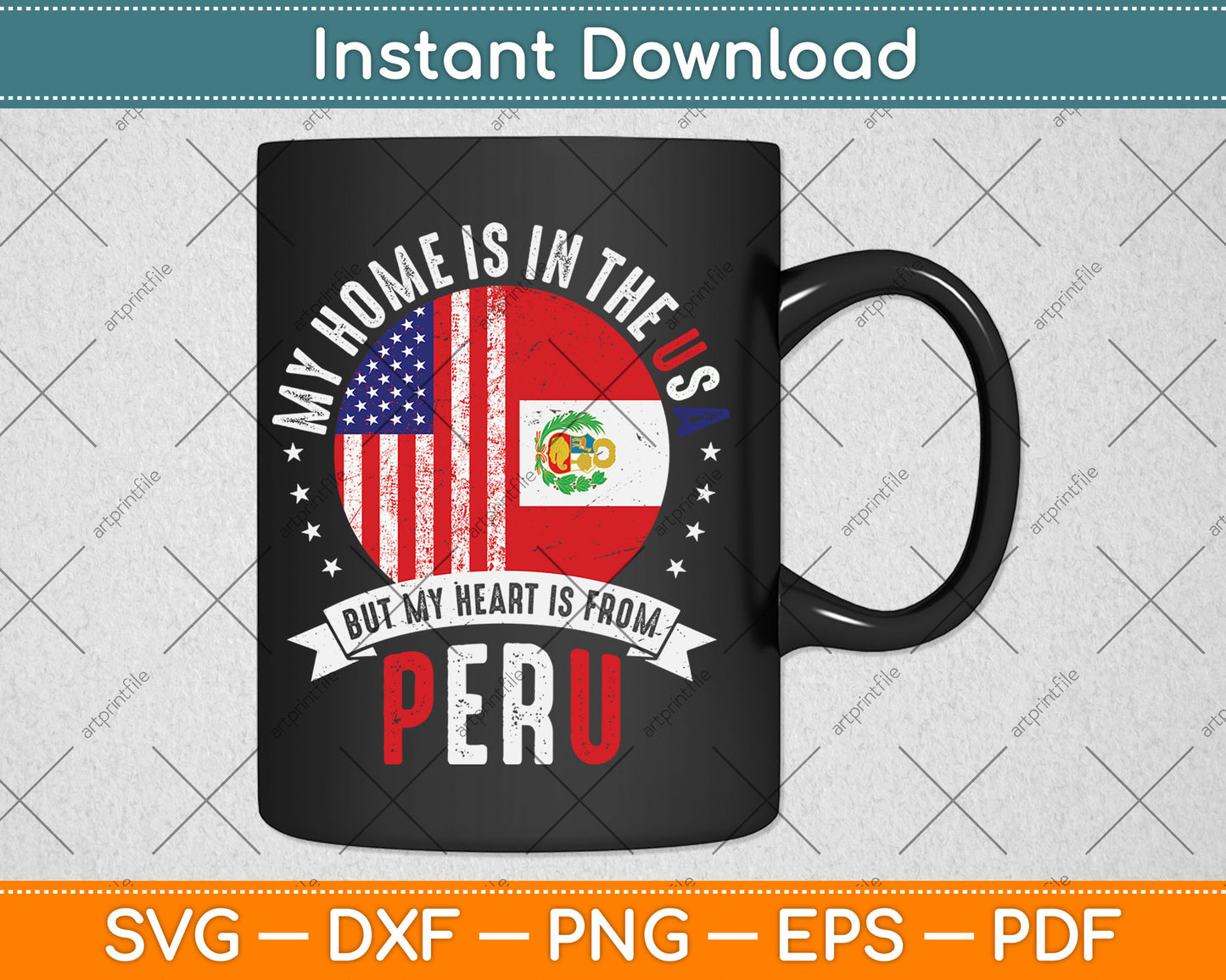 Peruvian American Patriot Heart Is From Peru Flag Svg Digital Cutting File
