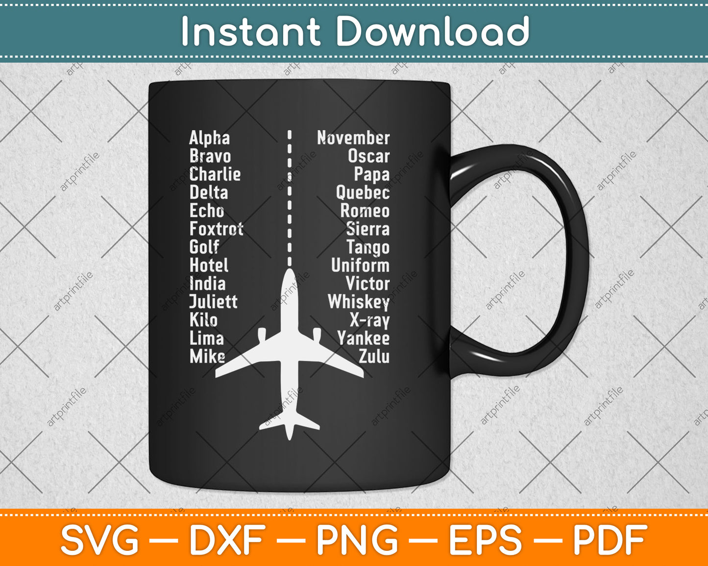 Phonetic Alphabet - Funny Pilot and Aviation Airplane Svg Digital Cutting File