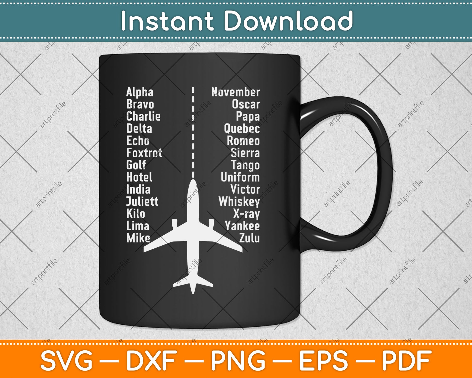 Phonetic Alphabet - Funny Pilot and Aviation Airplane Svg Digital Cutting File