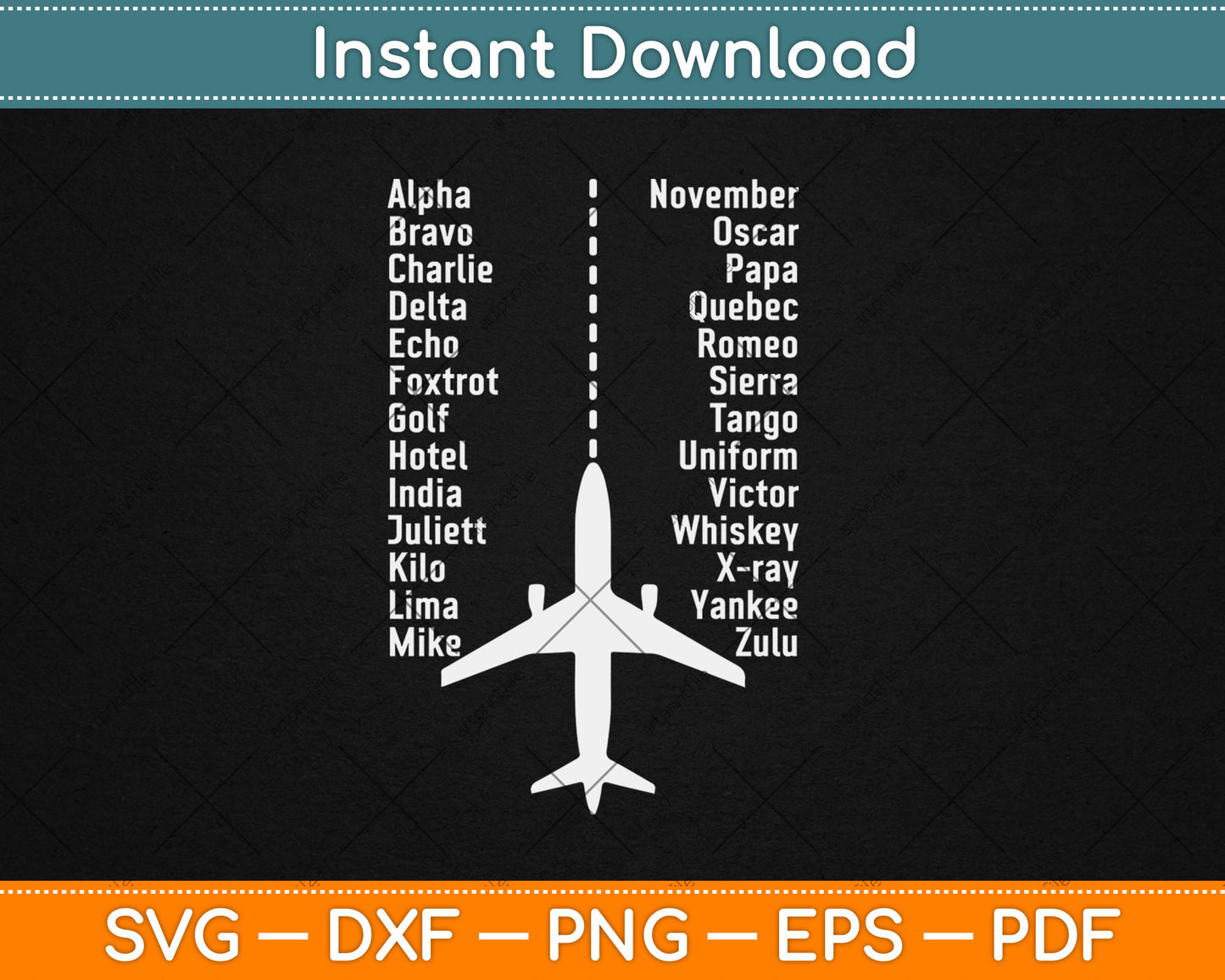 Phonetic Alphabet - Funny Pilot and Aviation Airplane Svg Digital Cutting File