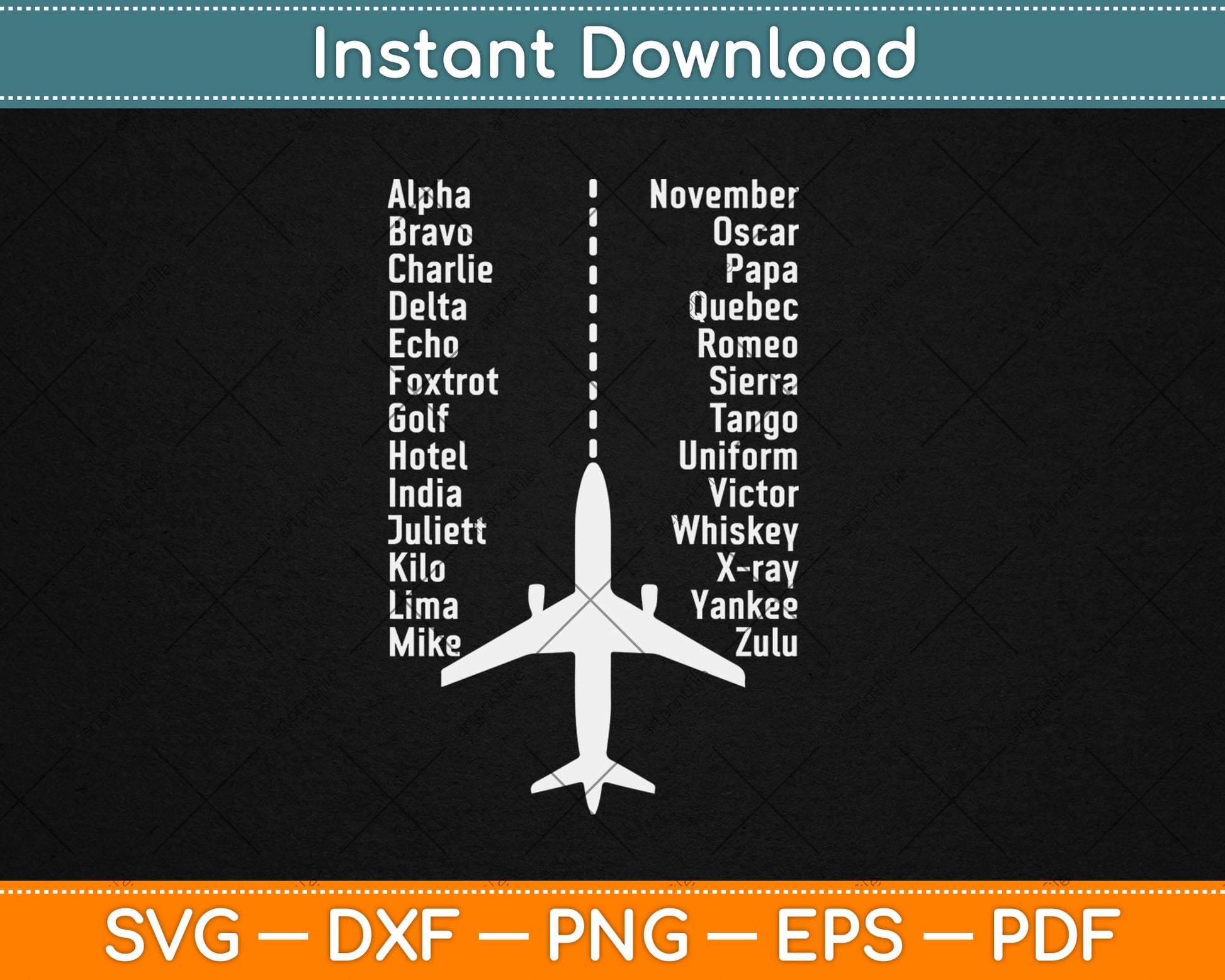Phonetic Alphabet - Funny Pilot and Aviation Airplane Svg Digital Cutting File
