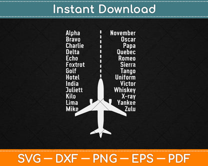 Phonetic Alphabet - Funny Pilot and Aviation Airplane Svg Digital Cutting File
