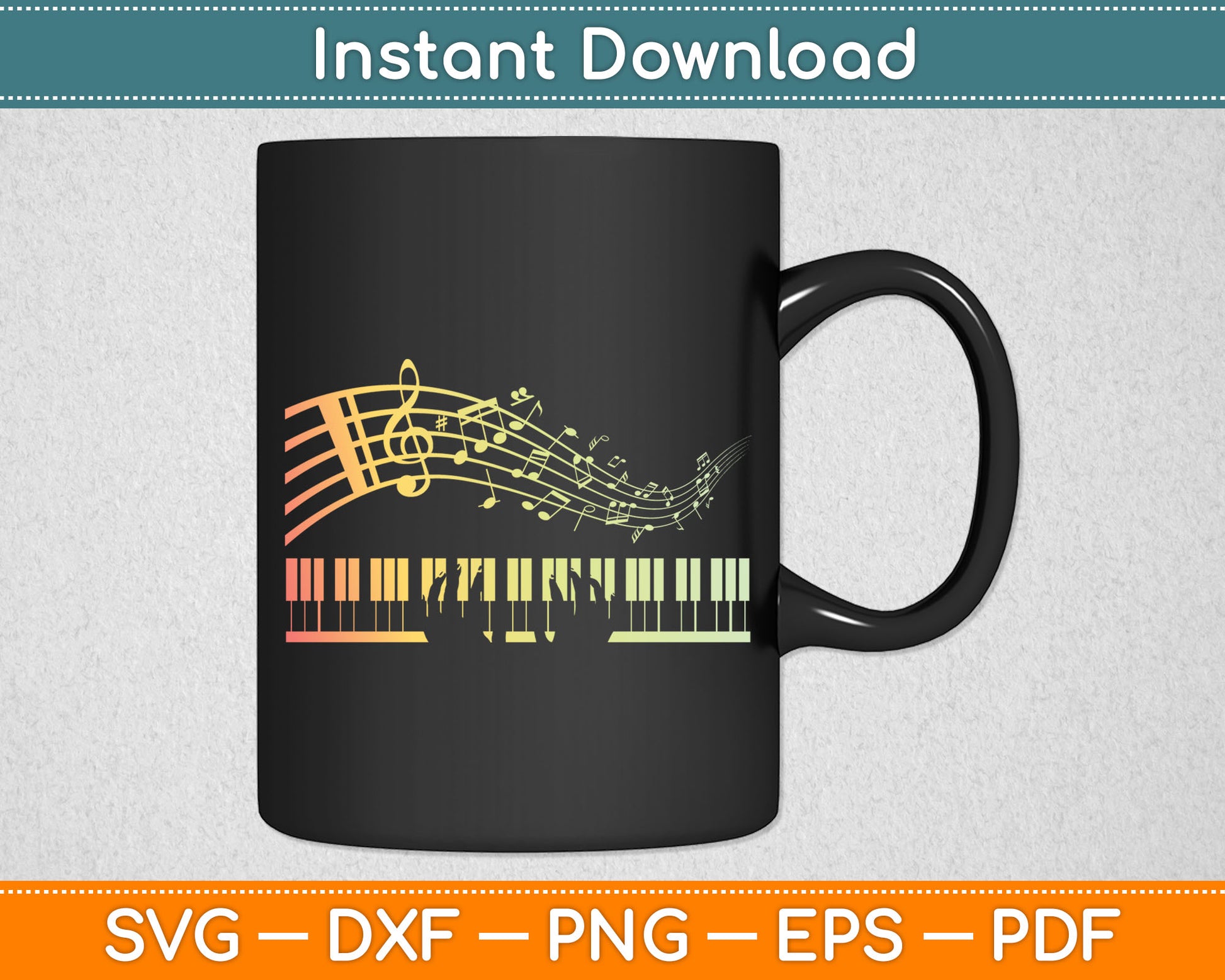 Pianist Gift Idea Keyboards Music Notes Piano Svg Digital Cutting File