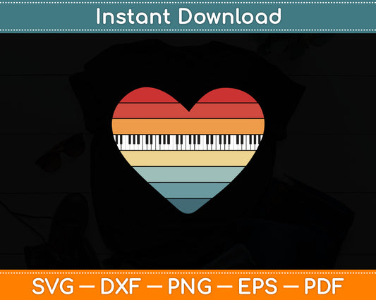 Pianist Gifts Retro Sunset Piano Keyboard Player Teacher Svg Digital Cutting File