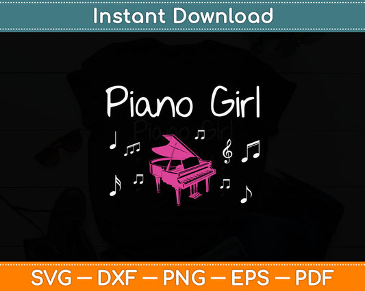 Piano Girl Funny Pianist Music Keyboardist Musician Svg Digital Cutting File