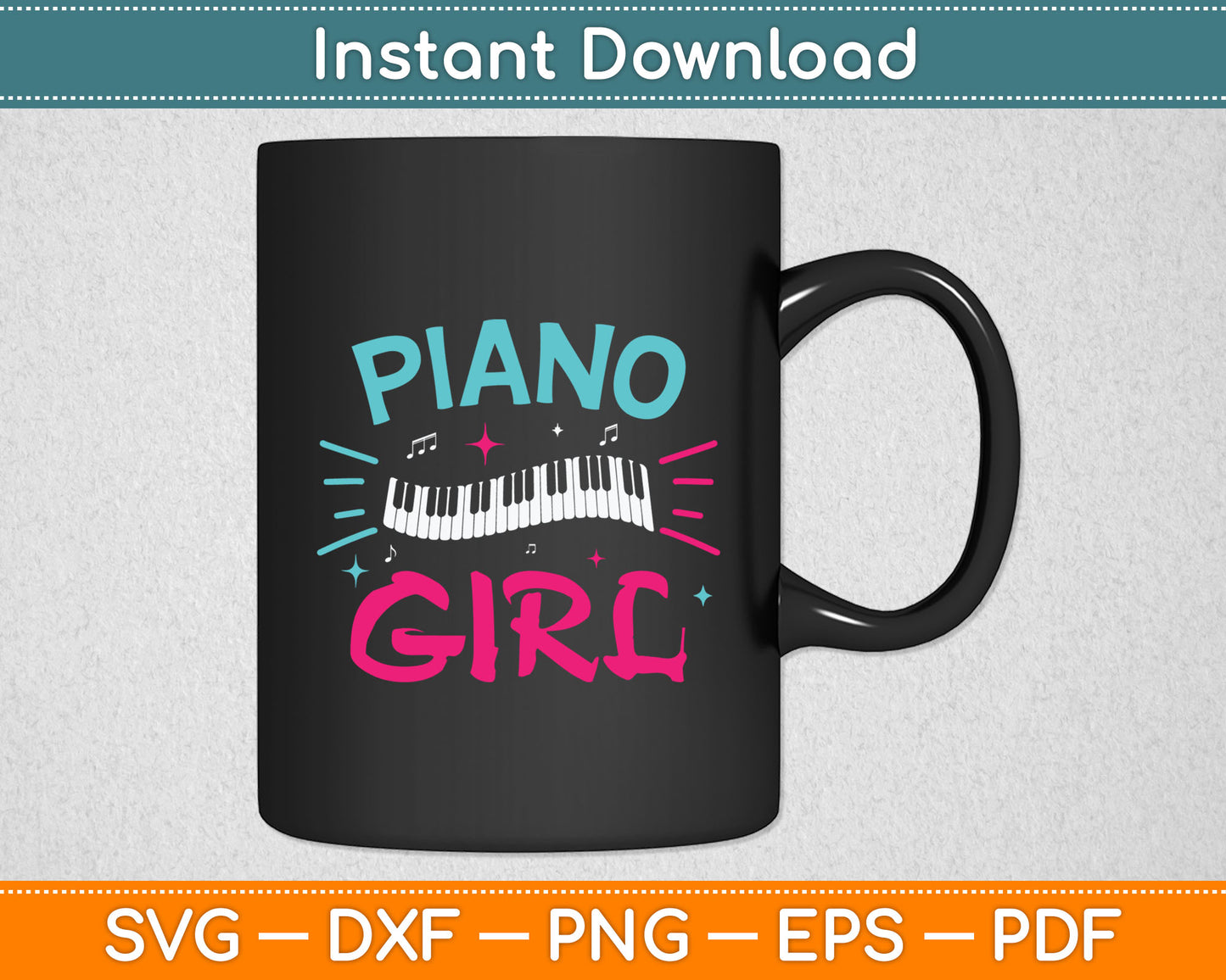 Piano Girl Pianist Music Notes Svg Digital Cutting File