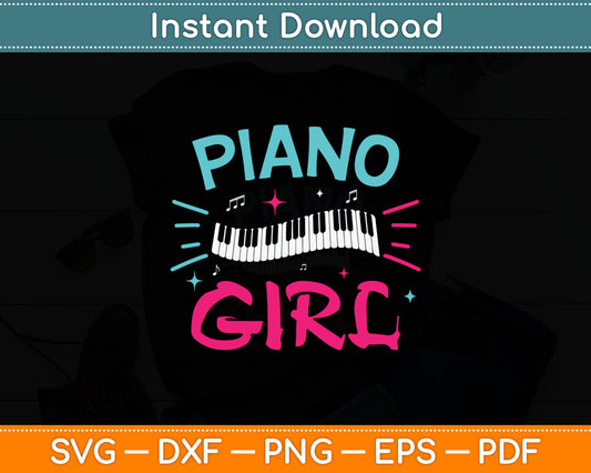 Piano Girl Pianist Music Notes Svg Digital Cutting File