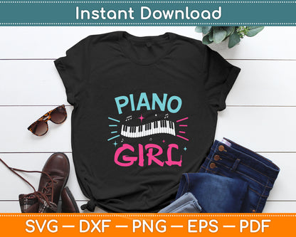Piano Girl Pianist Music Notes Svg Digital Cutting File