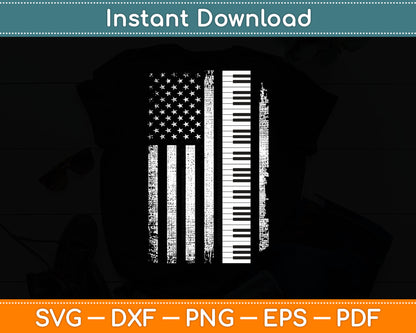 Piano Keyboard USA Flag Pianist Gifts Music Svg Digital Cutting File