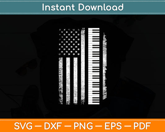 Piano Keyboard USA Flag Pianist Gifts Music Svg Digital Cutting File