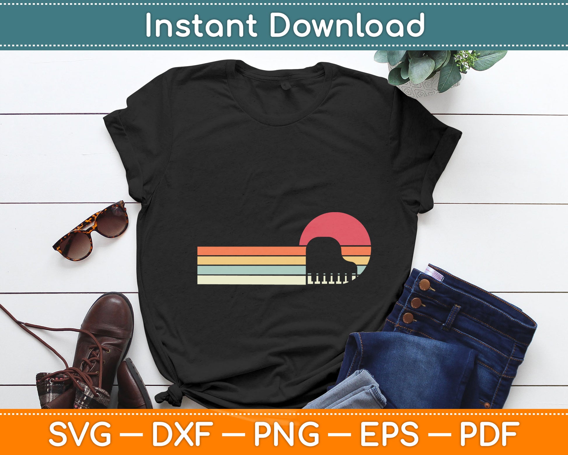 Piano Retro Style Pianist Svg Digital Cutting File