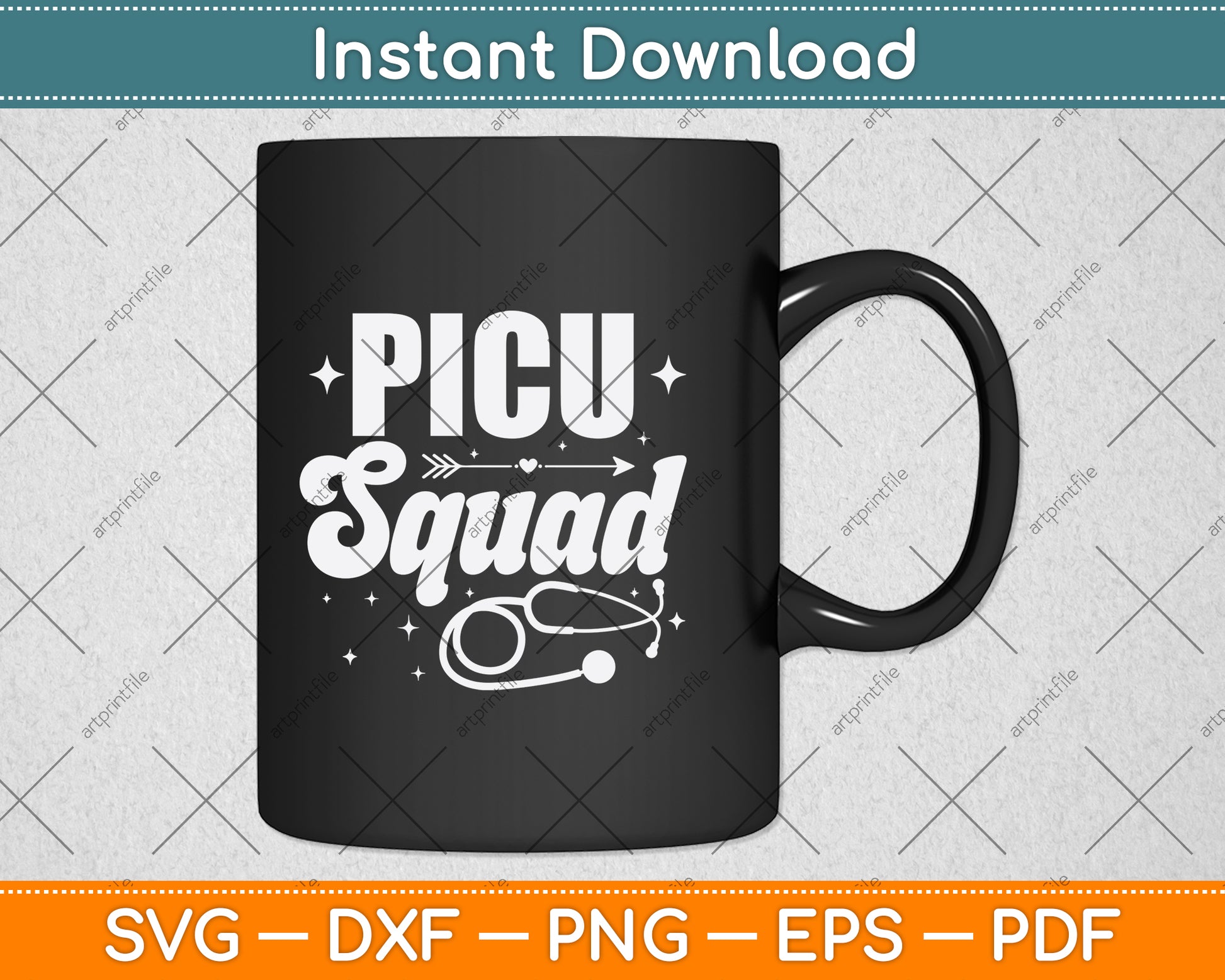Picu Squad Stethoscope Gift Nurse Svg Png Dxf Digital Cutting File