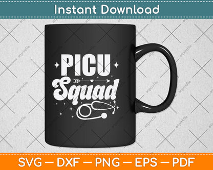 Picu Squad Stethoscope Gift Nurse Svg Png Dxf Digital Cutting File