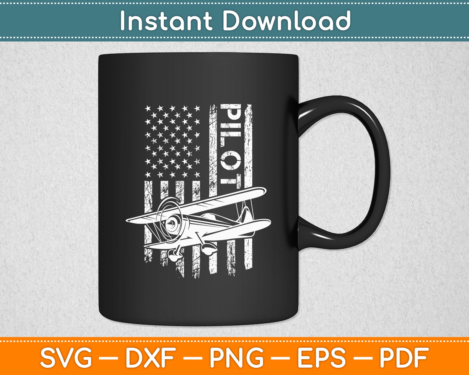 Pilot American Flag Airplane Design Aviation Svg Png Dxf Digital Cutting File