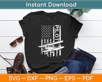 Pilot American Flag Airplane Design Aviation Svg Png Dxf Digital Cutting File
