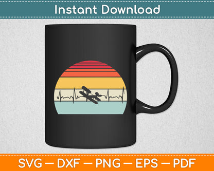 Pilot Heartbeat Airplane Pilot Vintage Svg Png Dxf Digital Cutting File