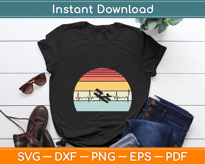 Pilot Heartbeat Airplane Pilot Vintage Svg Png Dxf Digital Cutting File