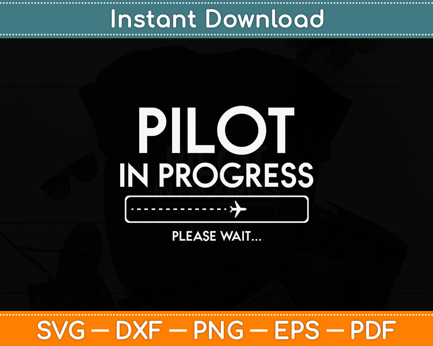 Pilot In Progress Future Pilot Aviation Airplane Funny Svg Png Dxf Digital Cutting File