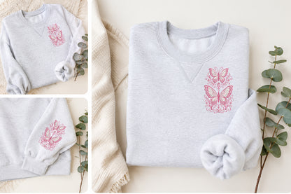 Pink Butterfly Embroidery Design