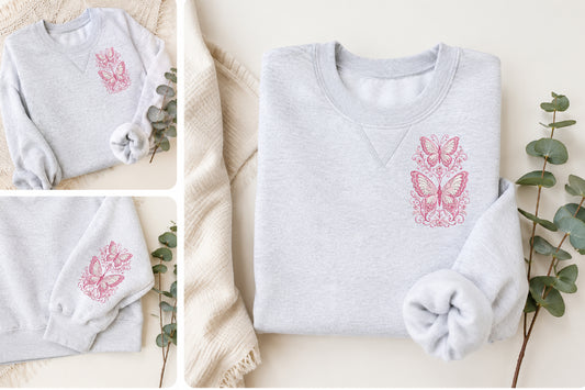 Pink Butterfly Embroidery Design