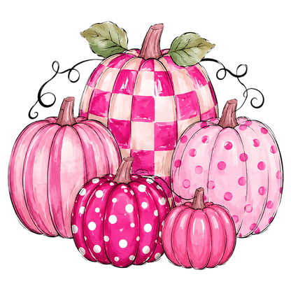 Pink Checkered Fall Pumpkin PNG