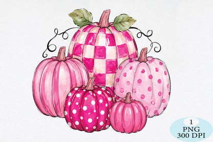 Pink Checkered Fall Pumpkin PNG