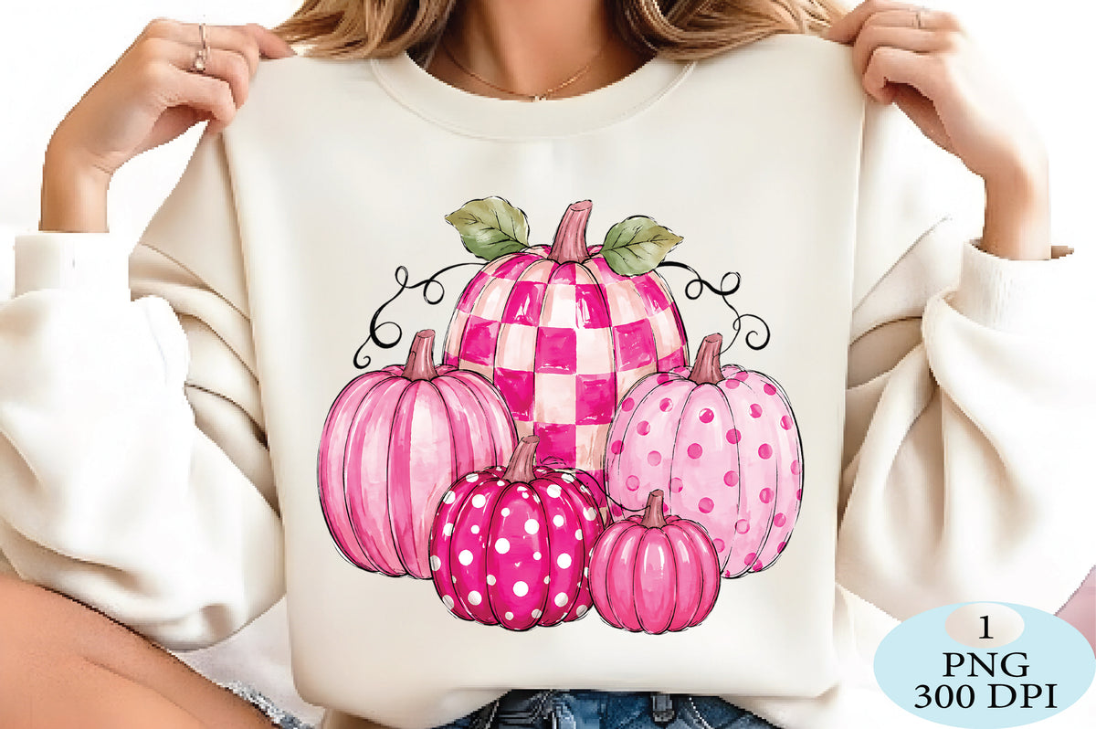 Pink Checkered Fall Pumpkin PNG