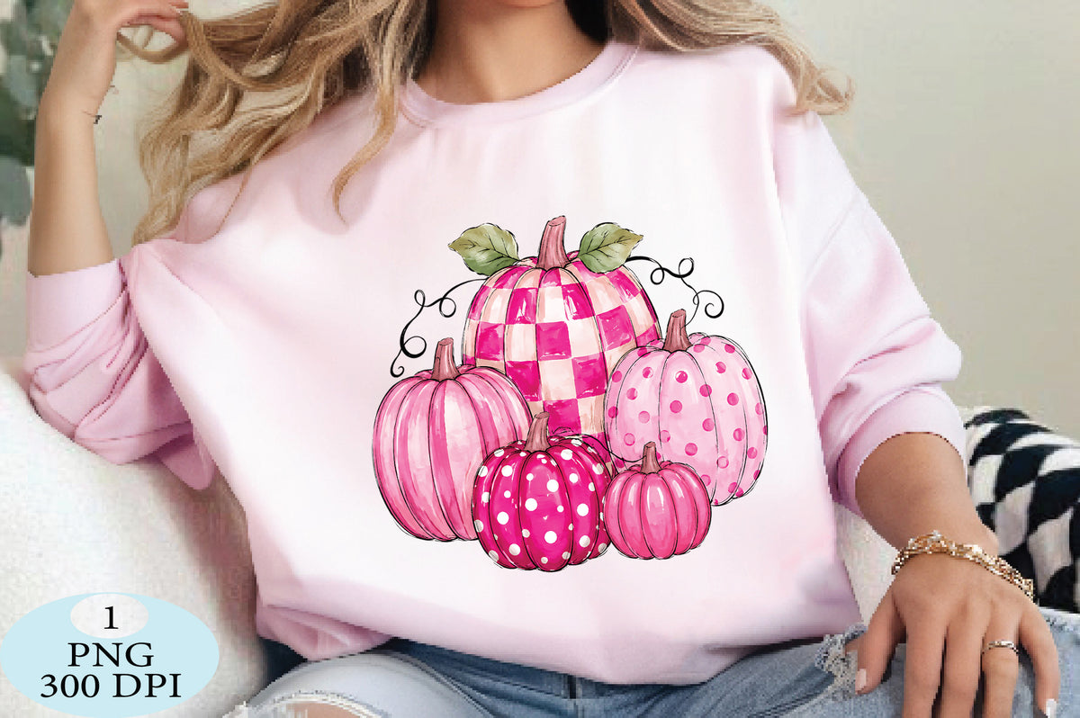 Pink Checkered Fall Pumpkin PNG