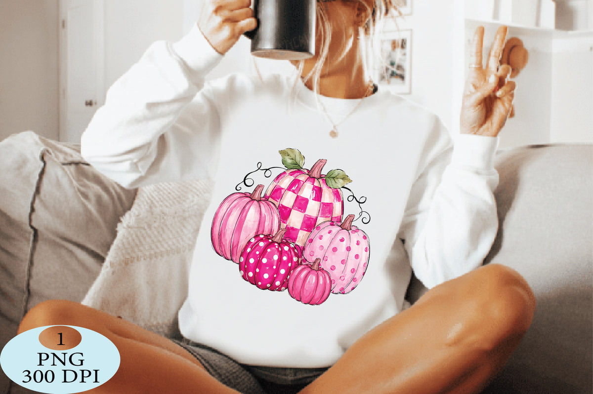 Pink Checkered Fall Pumpkin PNG
