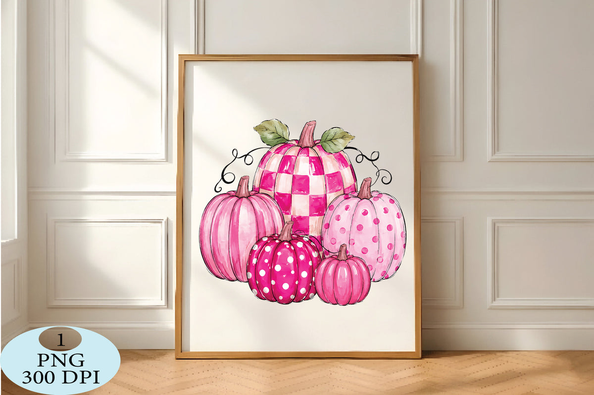 Pink Checkered Fall Pumpkin PNG