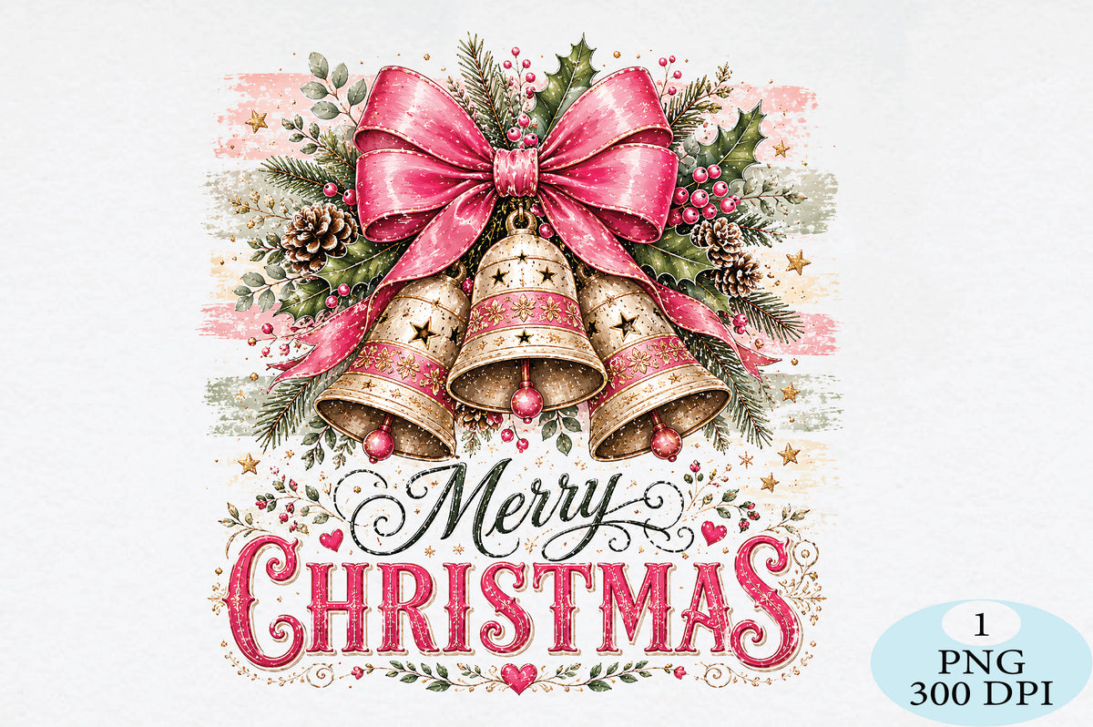 Pink Christmas Bells PNG