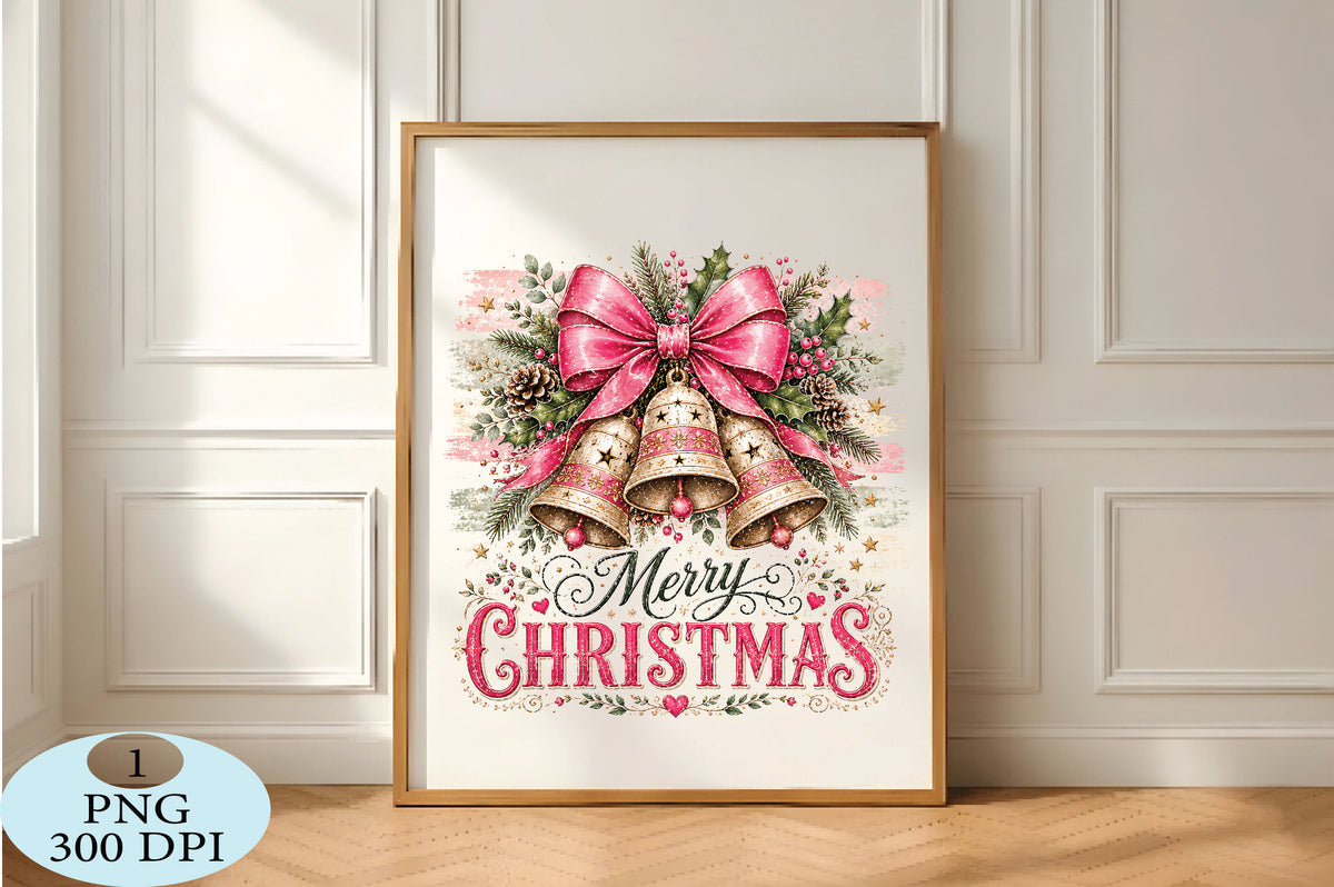 Pink Christmas Bells PNG