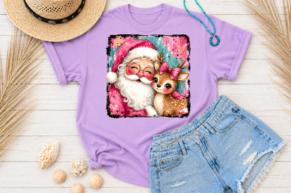 Pink Christmas Mama Sublimation PNG Santa Nutcracker Reindeer Holiday Design