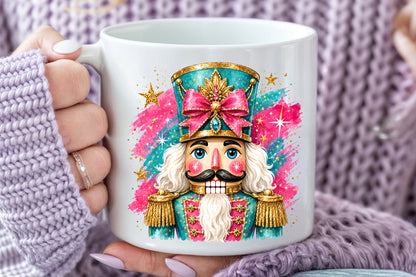 Pink Christmas Mama Sublimation PNG Santa Nutcracker Reindeer Holiday Design