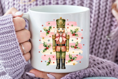 Pink Christmas Sublimation PNG Vintage Santa Nutcracker Christmas Tree Holiday Design
