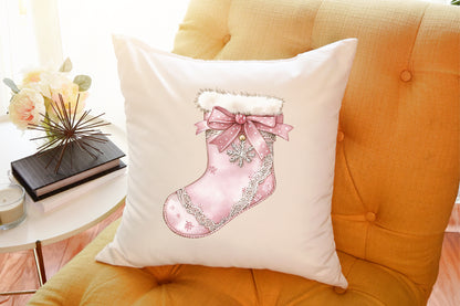 Pink Christmas Watercolor Clipart Cute Holiday PNG Bundle