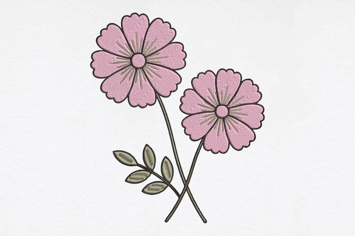 Pink Daisy Flower Embroidery Design