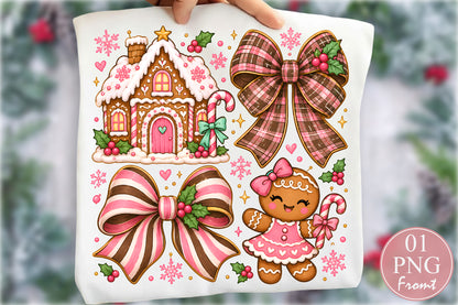 Pink Gingerbread House Christmas PNG Bundle