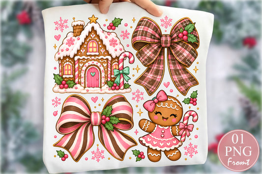 Pink Gingerbread House Christmas PNG Bundle