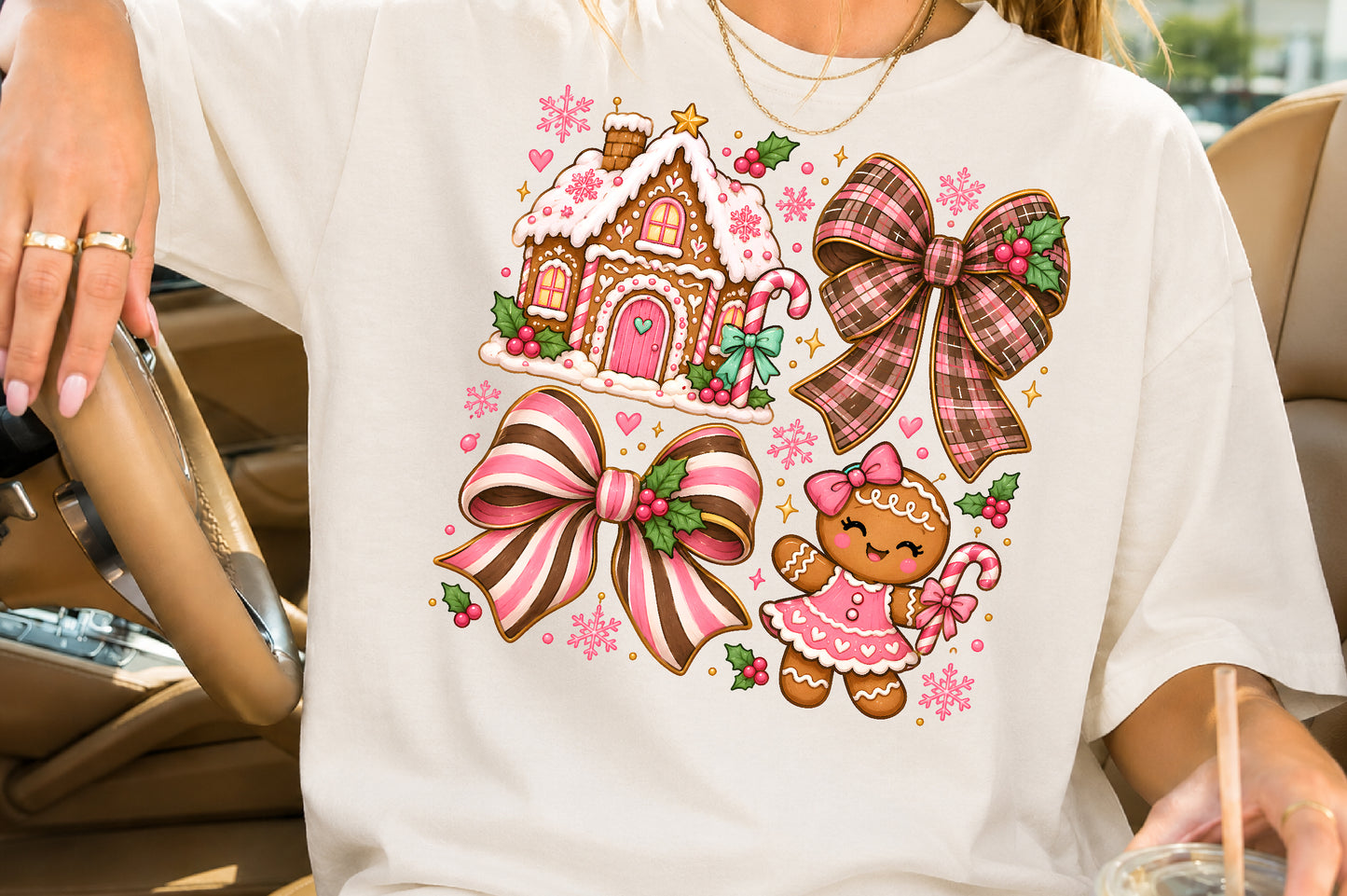 Pink Gingerbread House Christmas PNG Bundle
