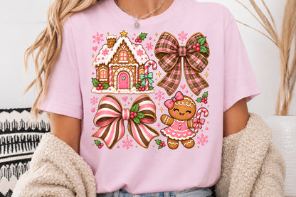 Pink Gingerbread House Christmas PNG Bundle