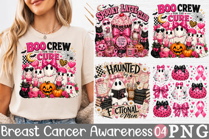 Boo Crew Pink Halloween Breast Cancer Awareness PNG