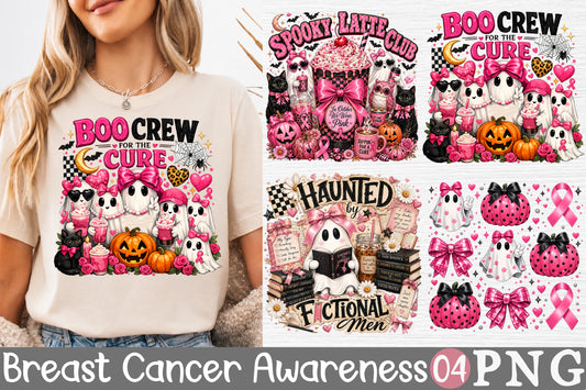 Boo Crew Pink Halloween Breast Cancer Awareness PNG
