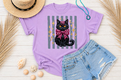 Pink Leopard Black Cat Halloween PNG Spooky Sublimation