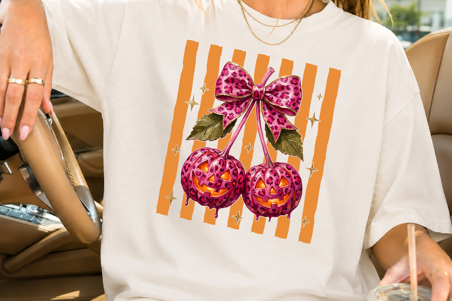 Pink Leopard Pumpkin Bow PNG Cute Halloween Sublimation