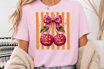 Pink Leopard Pumpkin Bow PNG Cute Halloween Sublimation