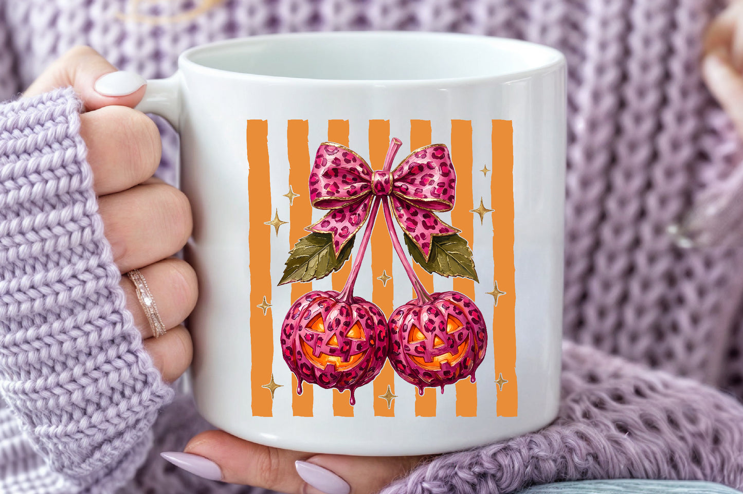 Pink Leopard Pumpkin Bow PNG Cute Halloween Sublimation