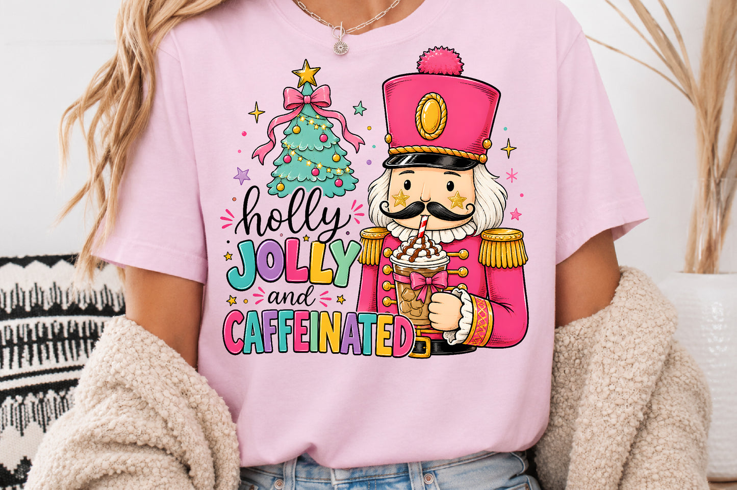 Holly Jolly Christmas Nutcracker PNG Pink Christmas Sublimation Design